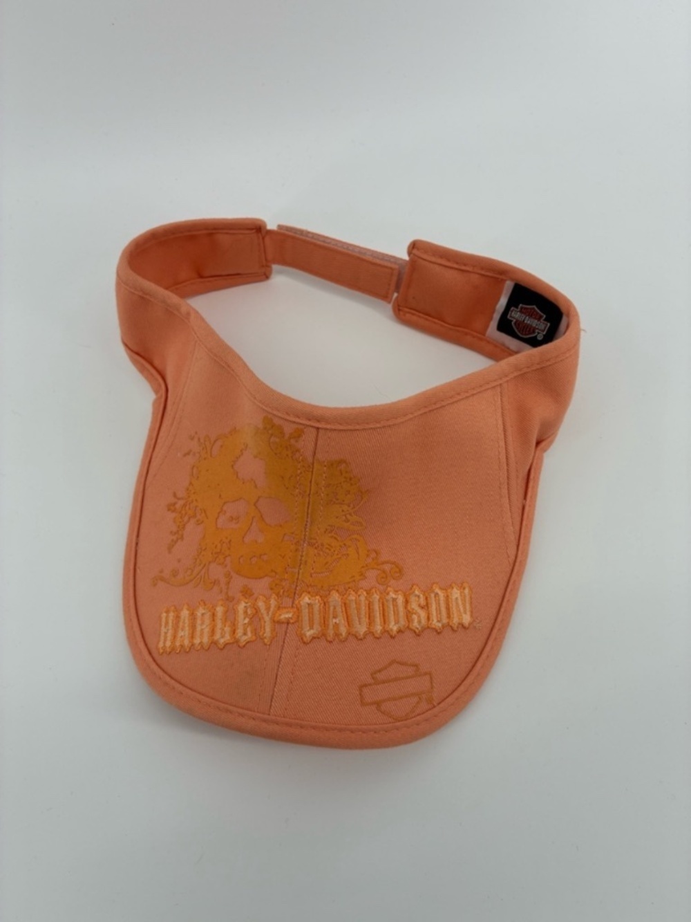 MASSIVE $10 SALE Harley-Davidson Peach Orange Visor with Embroidered Skull